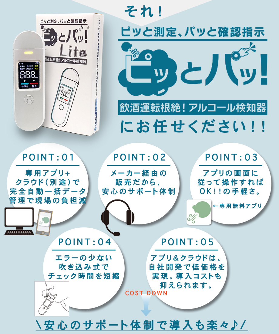 2023年12月から安全運転管理者による運転者の運転前後のアルコールチェックが義務化されました。